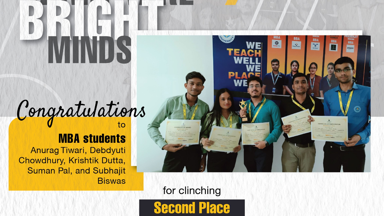 MBA champs Anurag Tiwari, Debdyuti Chowdhury, Krishtik Dutta, Suman Pal, and Subhajit Biswas-Business Quiz Second Place in  Adamas University