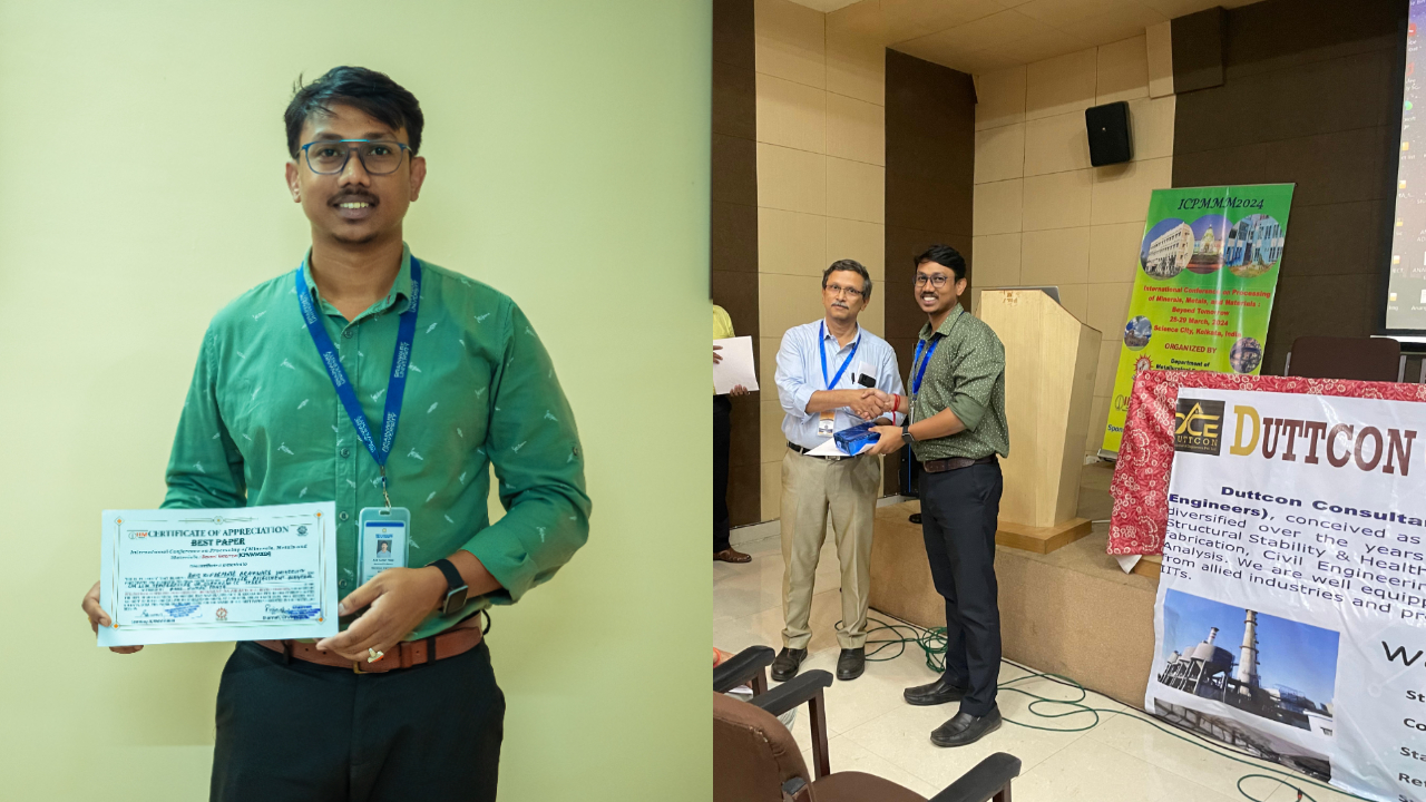 Anil Kumar Panja, Asst. Prof.,  Department of Mechanical Engineering, Receives Best Paper Award at International Conference!
