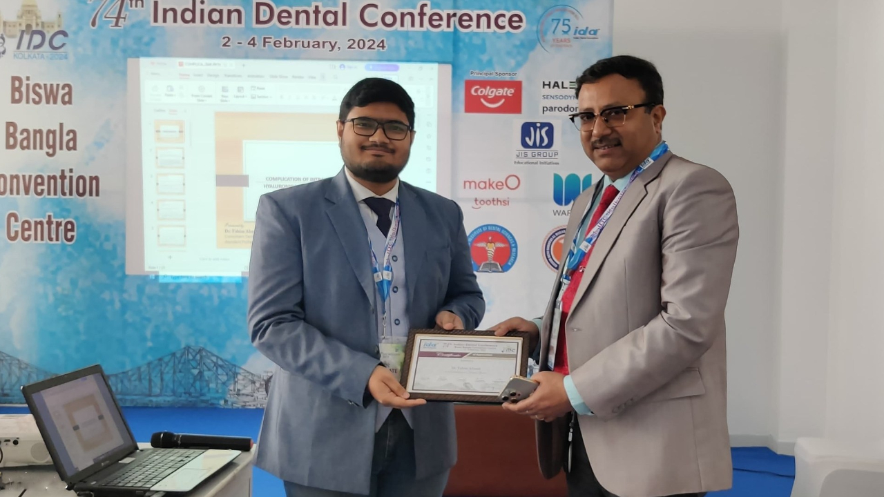 Dr. Fahim Ahmed, Department of Allied Health Sciences- Participation at  Indian Dental Conference, Kolkata-2024