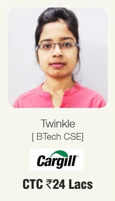 twinkle, Btech cse student of Brainware University got placed in cargill